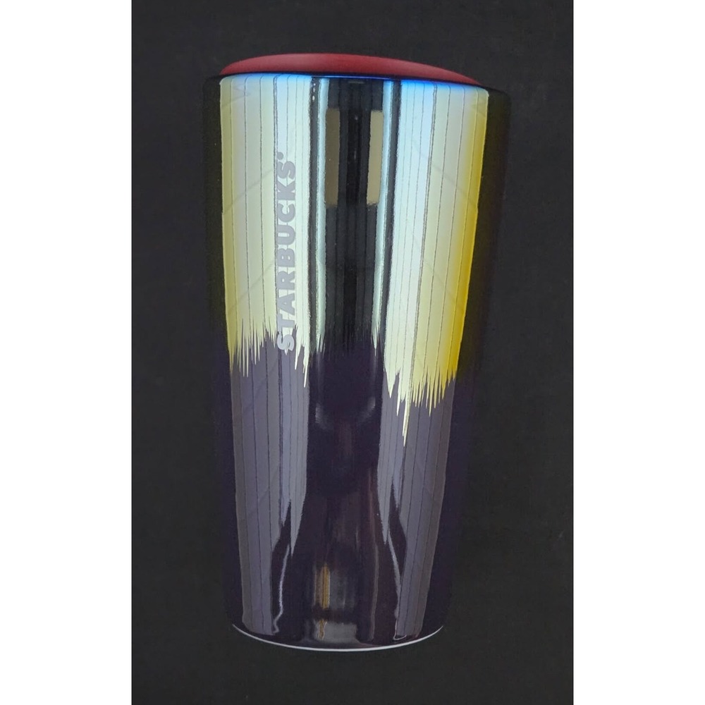 Starbucks 2020 Holiday Rainbow Oil Slick Purple Iridescent Tumbler Mug 12 oz